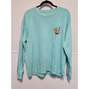 Womens Benny Belle Teal Pink Sloth Graphic‎ Long Sleeve Tee 1X runs small like L
